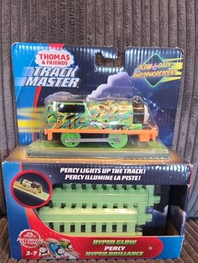 Thomas & Friends Hyper Glow Percy Toy Train - Green & Orange Accents